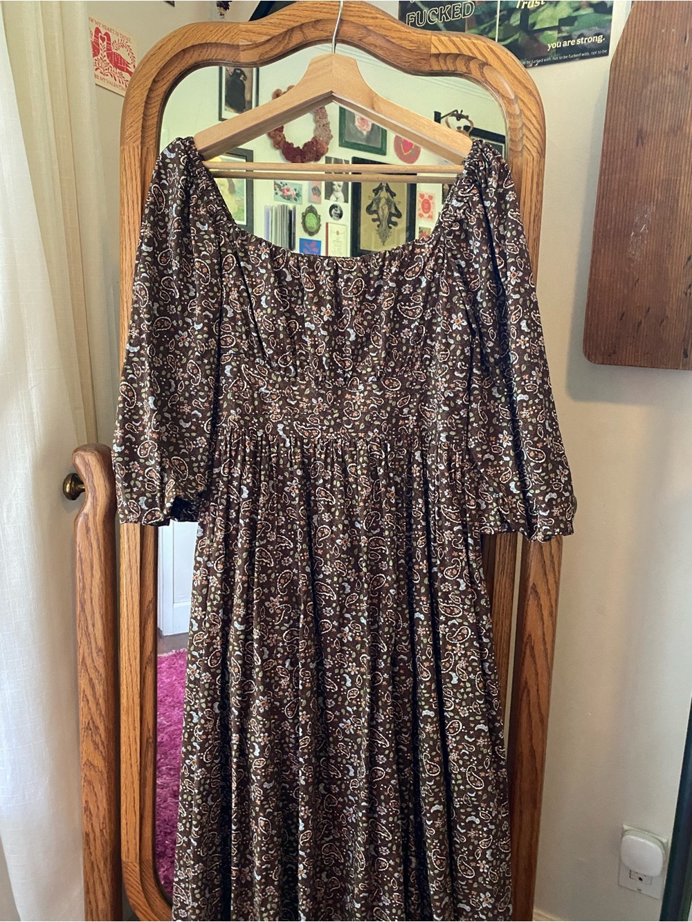 In Loom Floral Paisley Dress in in Brown Sz L - Picture 7 of 8